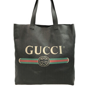 Gucci Sherry Line logo print tote bag black leather